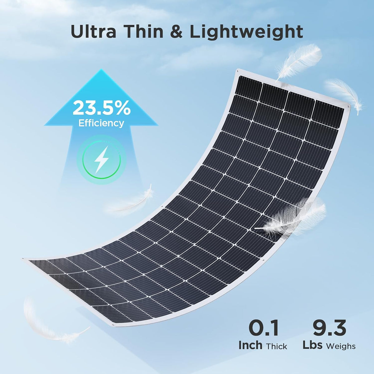 Callsun Panel solar flexible 200W, ETFE ultrafino flexible de 240 °...