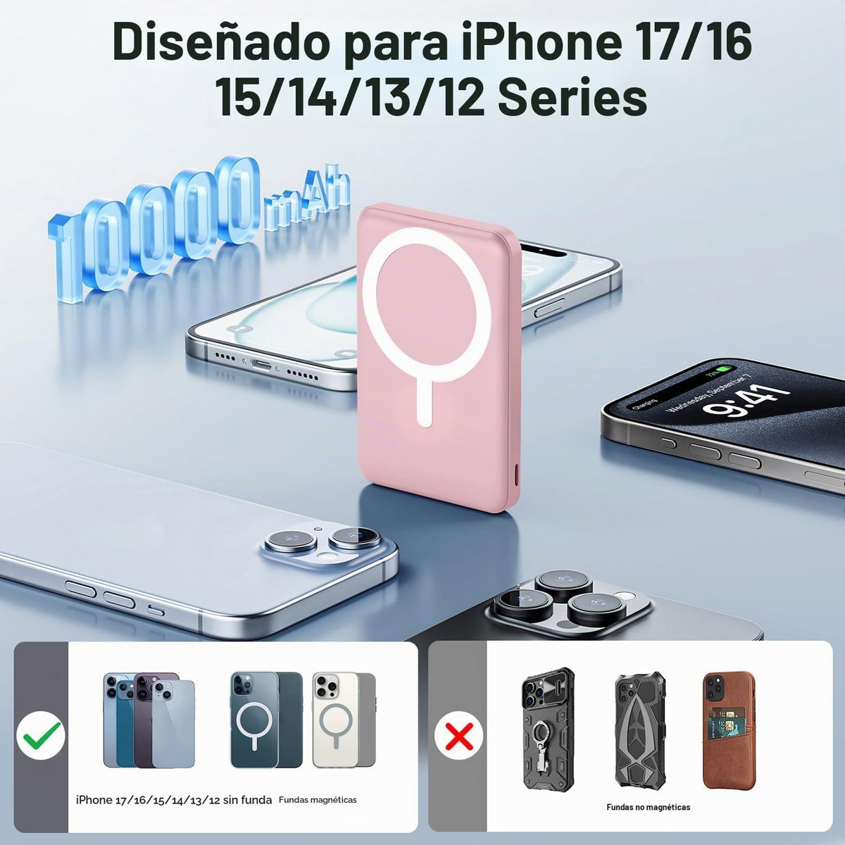 AOGUERBE para cargador portátil MagSafe, cargador magnético de 1000...