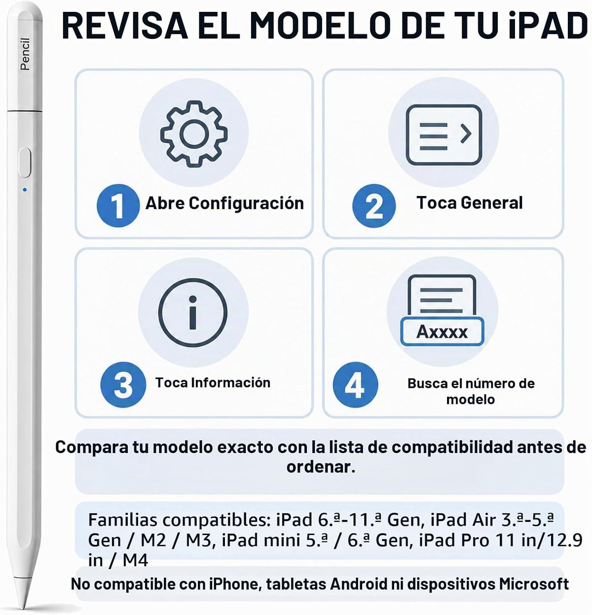NexaNoble - Lápiz óptico para iPad 2018-2026, rechazo de palma y se...