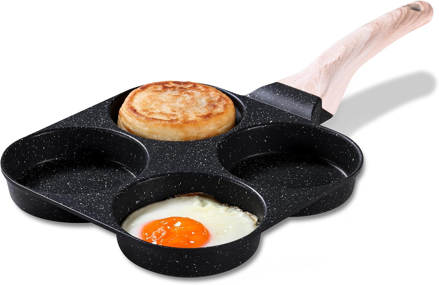 CAROTE Sartén para huevos de granito antiadherente para 4 tazas, ne...