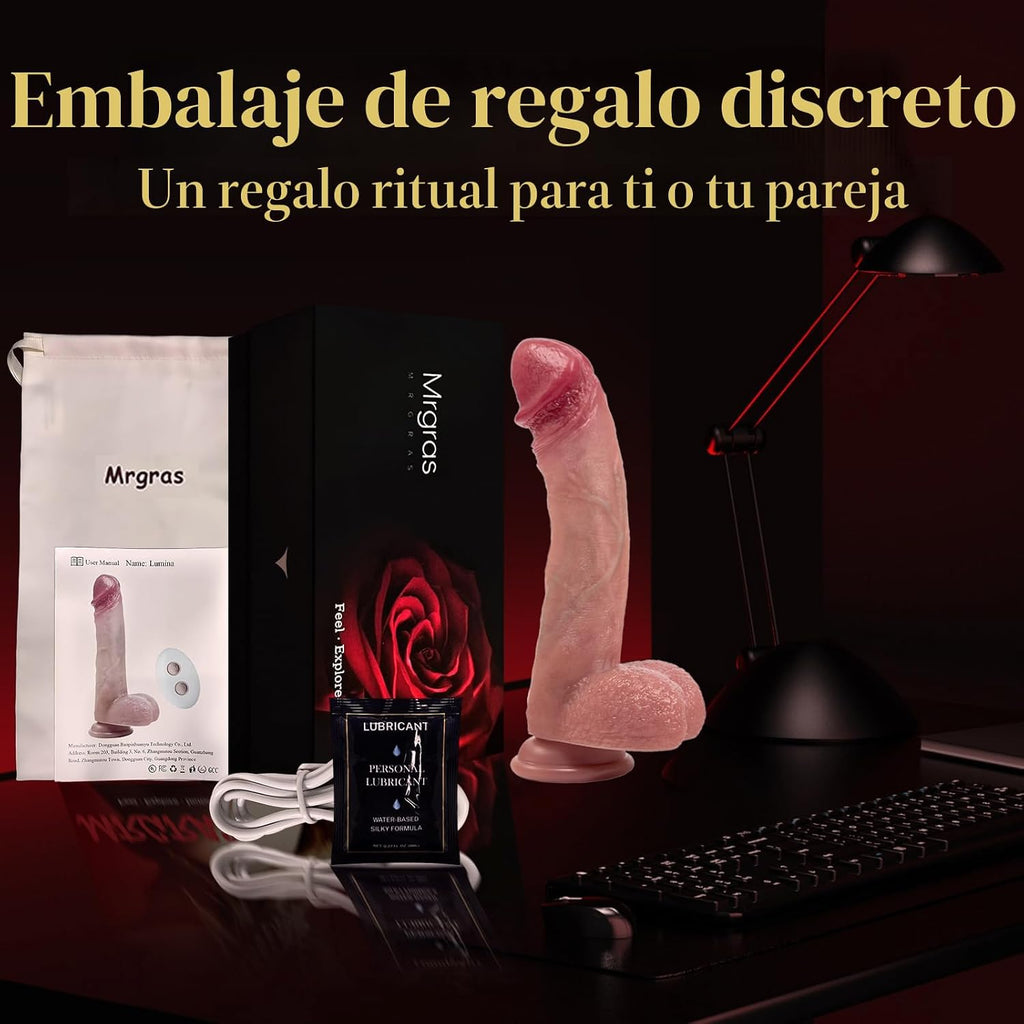 Mrgras Juguetes sexuales vibrador consolador con empuje, 3 pulsacio...