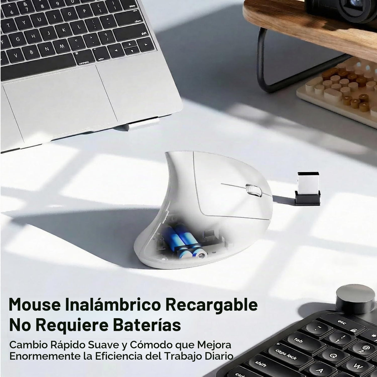 tlkawzy Ratón inalámbrico vertical ergonómico, elegante, recargable...