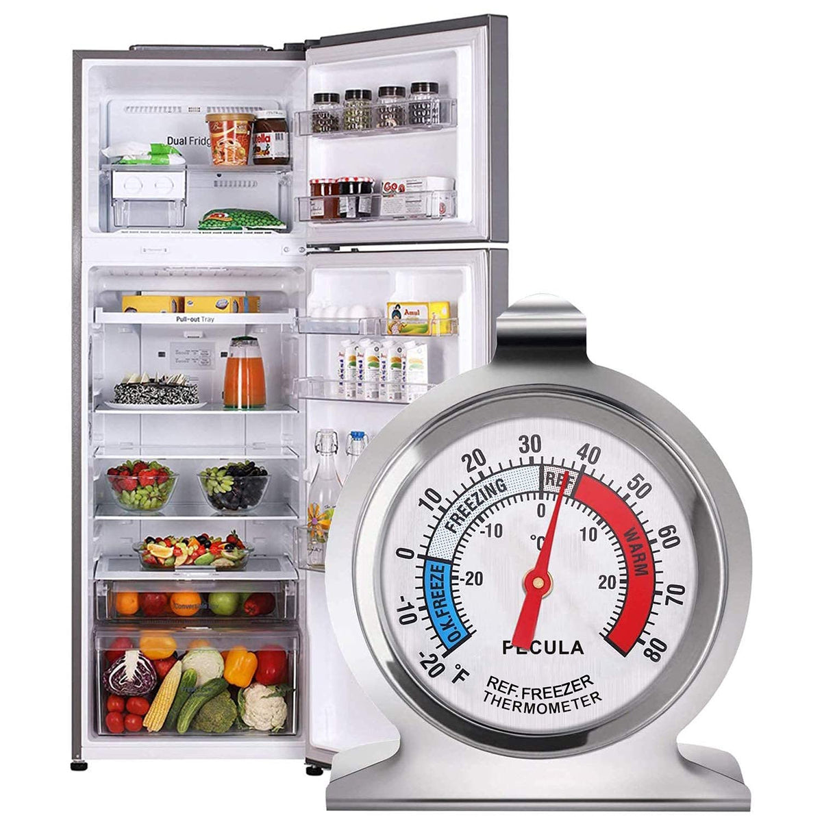 Paquete de 4 termómetros para refrigerador, -30-30 grados C\/-20-80...
