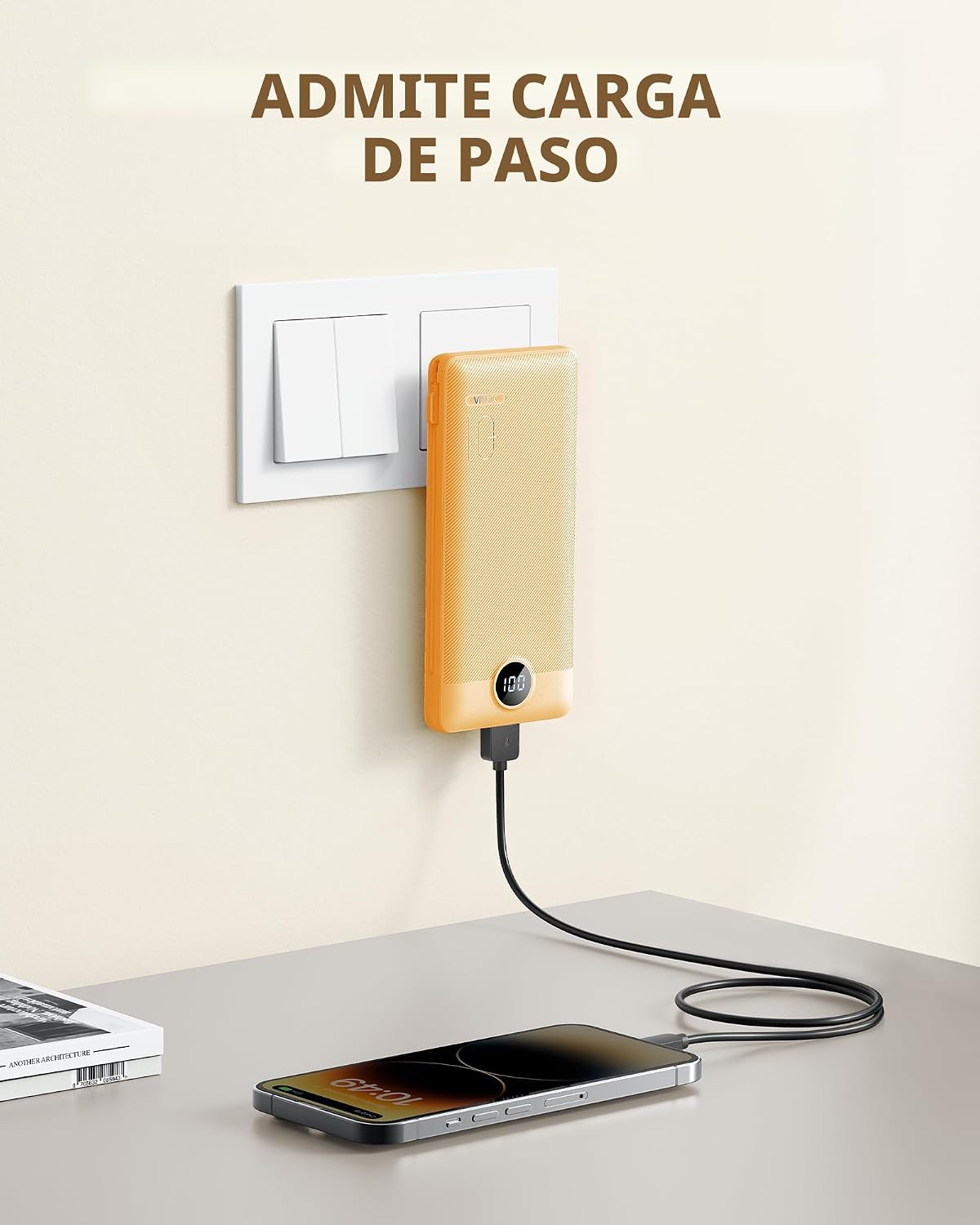 VRURC Cargador portátil, cables integrados en el banco de energía y...