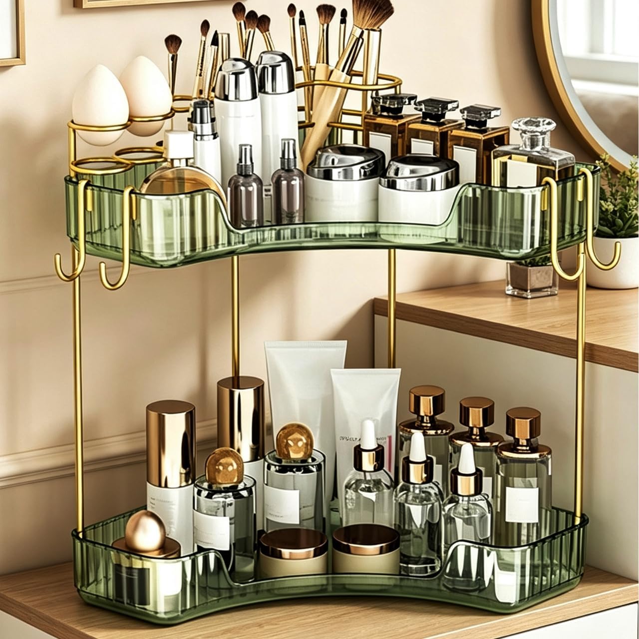 Greenby Organizador esquinero de 2 niveles para mostrador de baño,...