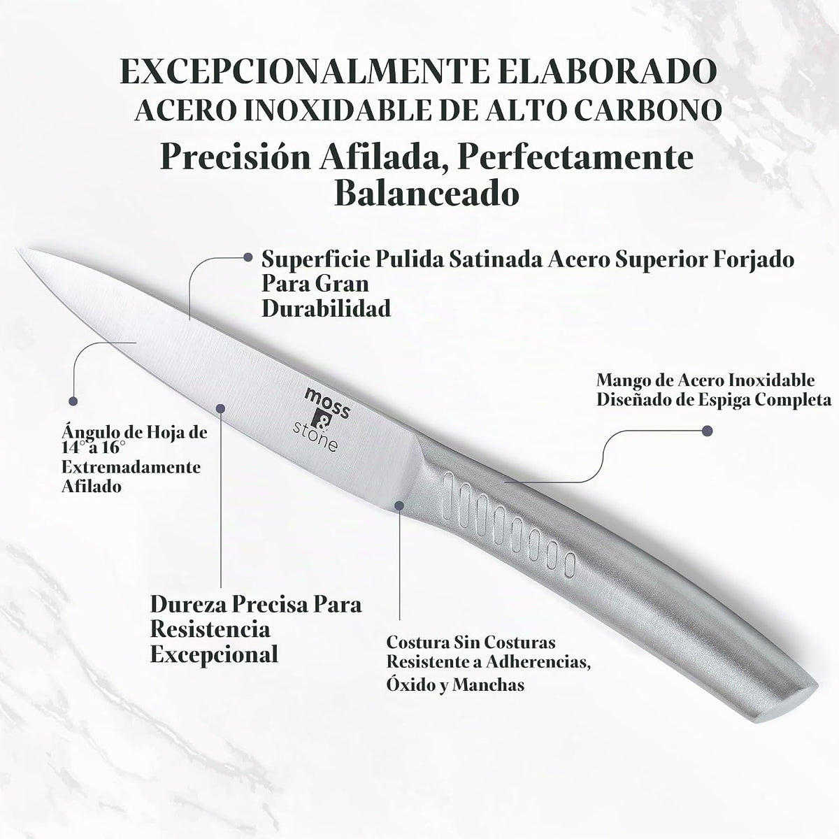 Moss &amp; Stone Juego de cuchillos de cocina profesional, juego de...
