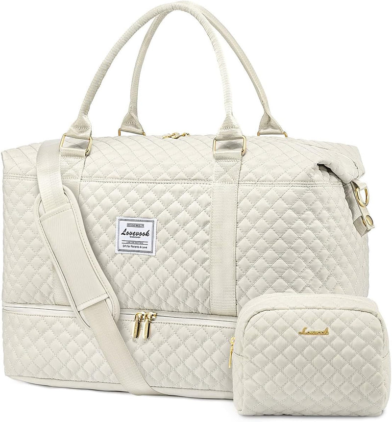 LOVEVOOK Bolsa de lona de viaje, para mujer con compartimento para...