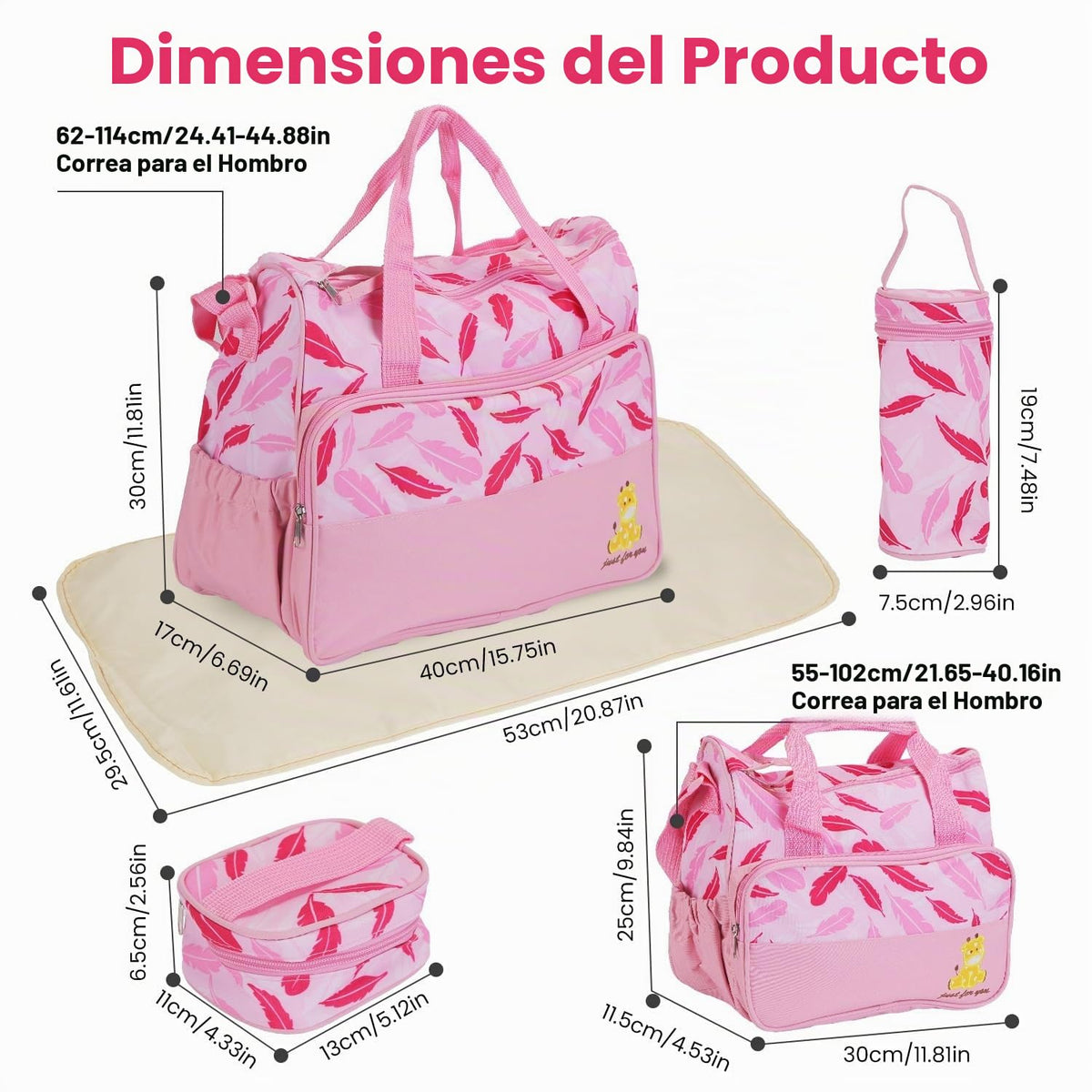 Moclever Juego de 5 bolsas de pañales - Bolsas de bebé para mamá, R...