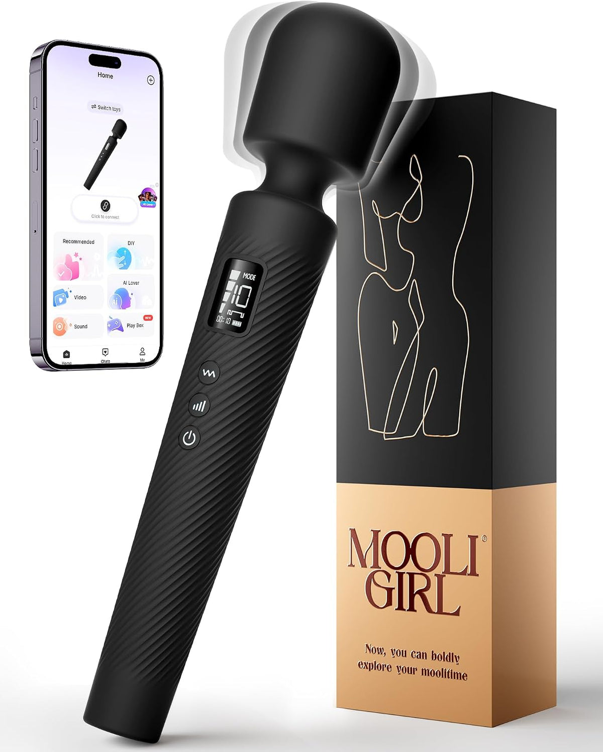 MOOLIGIRL Varita masajeadora de mano con vibrador de gran tamaño |...
