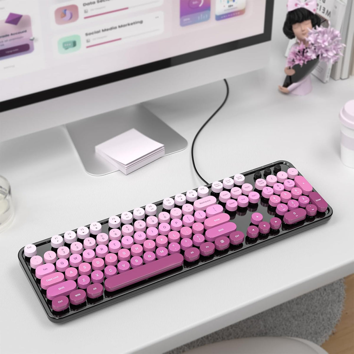 MOFII Teclados de computadora con cable, teclado USB de tamaño comp...
