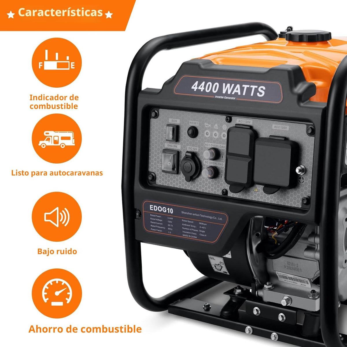 Oxseryn Power Equipment - Generador inversor de 4400 vatios a gas,...