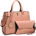 Dasein - Bolso de hombro tipo satchel, tamaño mediano, con asa superior, bolso de trabajo, con cartera a juego, set de 2 piezas