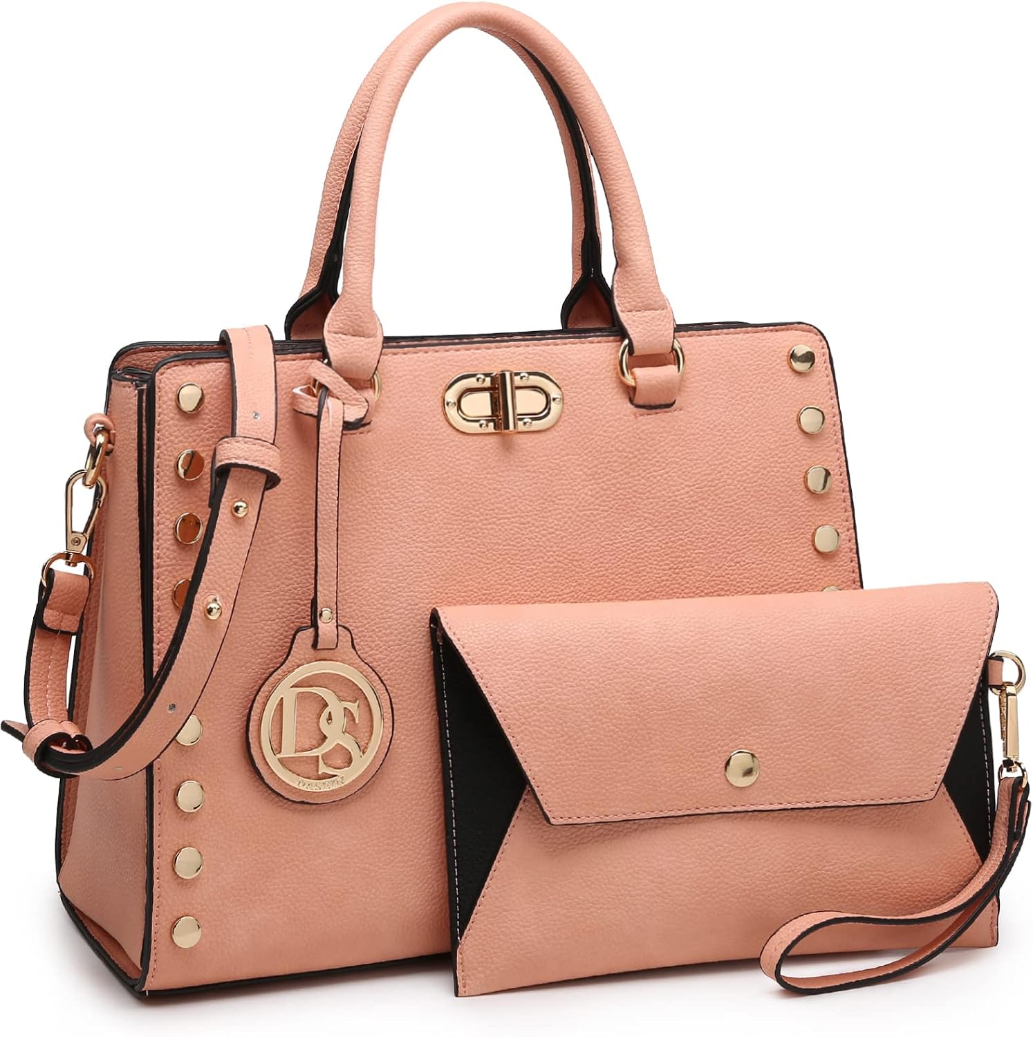 Dasein - Bolso de hombro tipo satchel, tamaño mediano, con asa superior, bolso de trabajo, con cartera a juego, set de 2 piezas