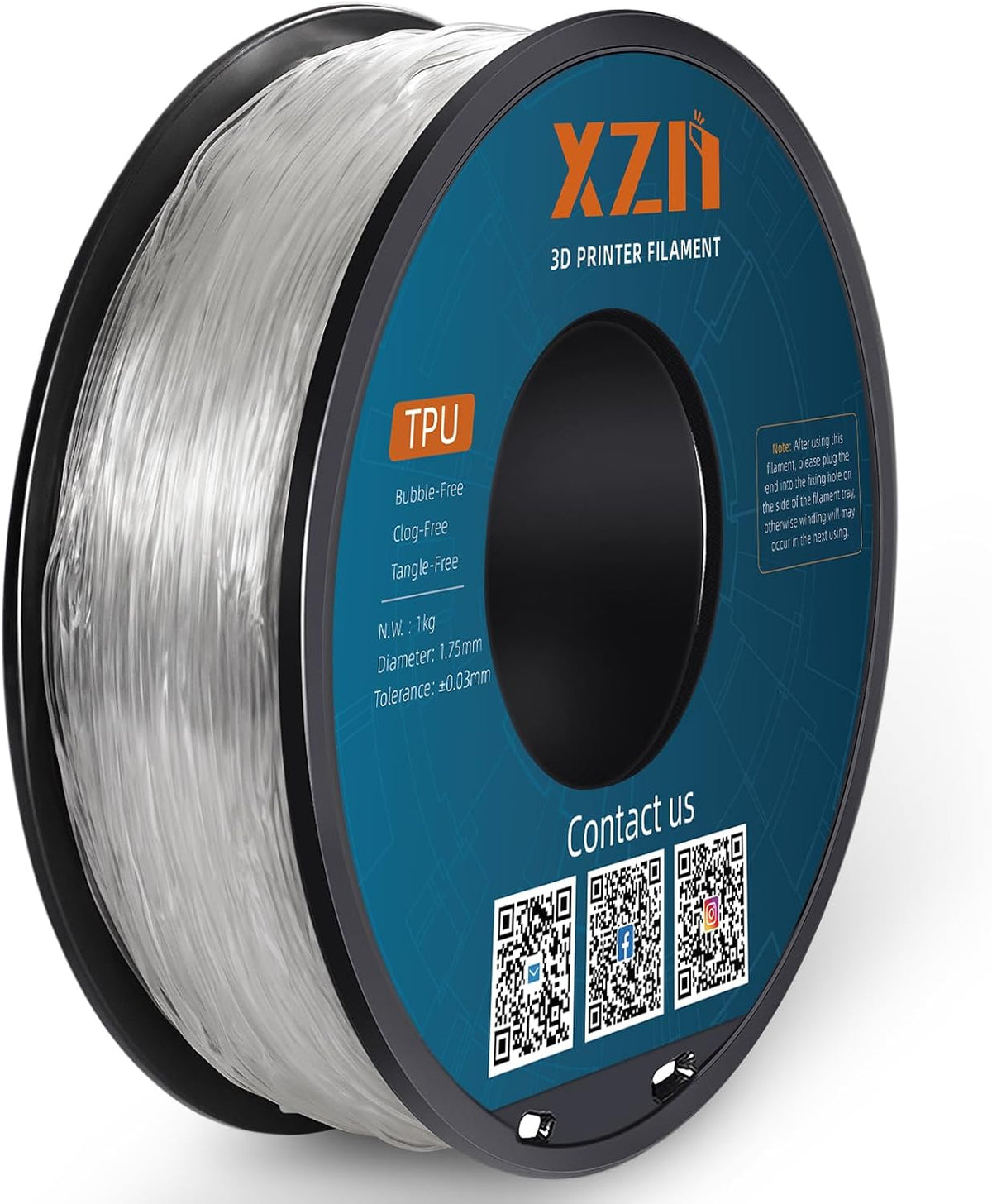 XZN - Filamento TPU 95A 1.75mm, filament flexible suave 95A para im...