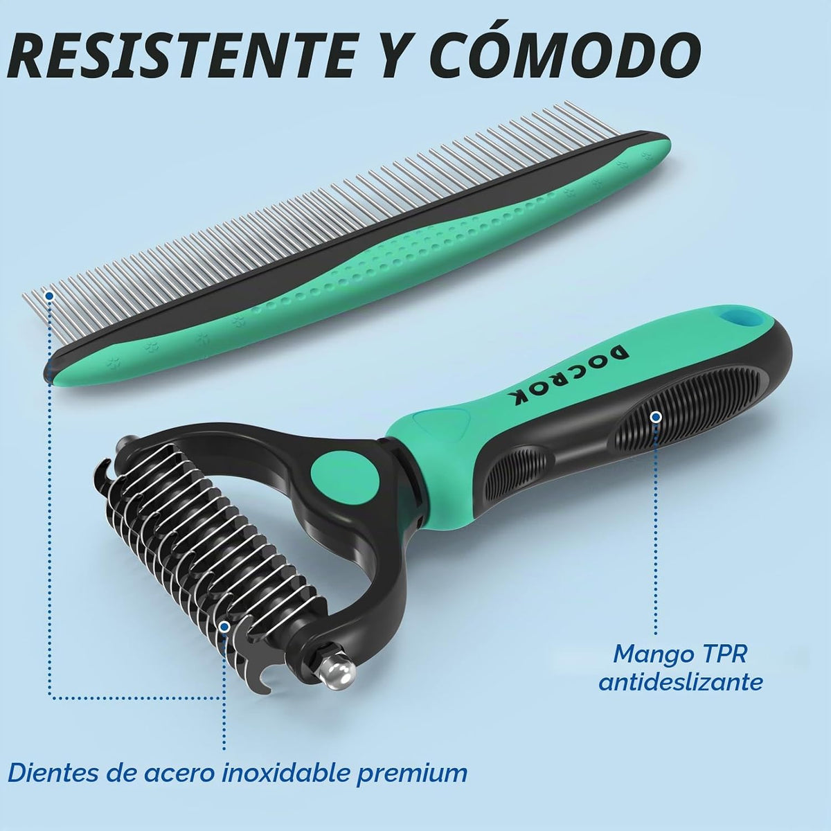 Docrok Cepillo de Aseo para Mascotas y Peine de Metal Combo, Cepill...