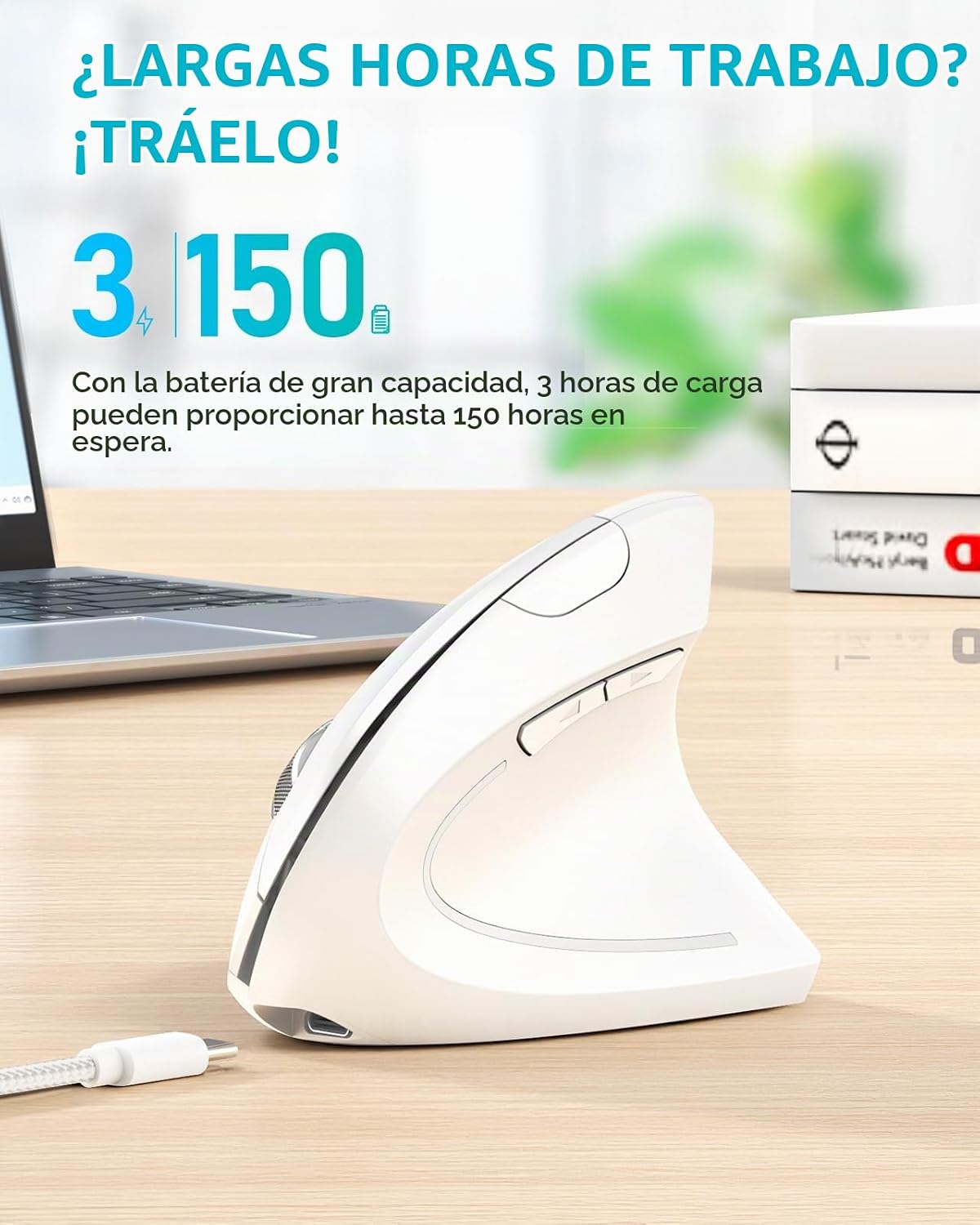 Lekvey Ratón ergonómico, ratón vertical inalámbrico, ratón óptico r...