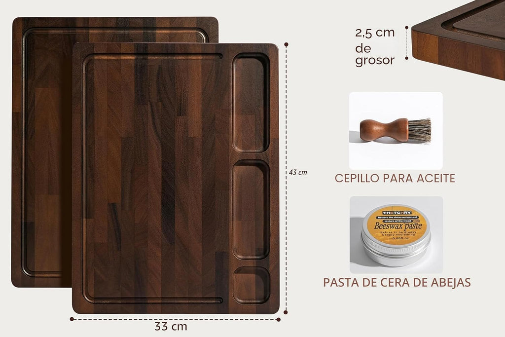THETCHRY Tabla de cortar de nogal para cocina, tabla de cortar de m...