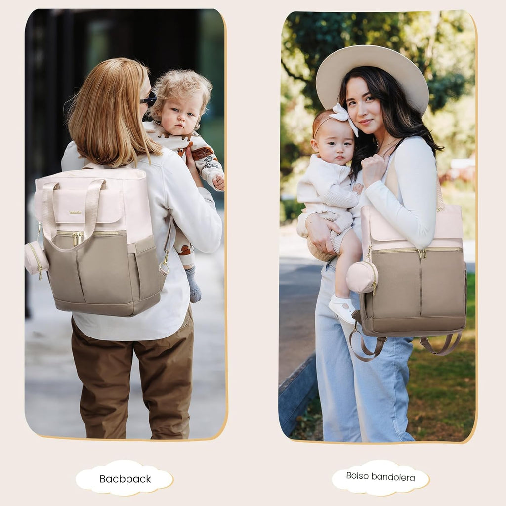 LOVEVOOK Mochila para Pañales, Bolsa de Pañales Tipo Tote con Bolsi...