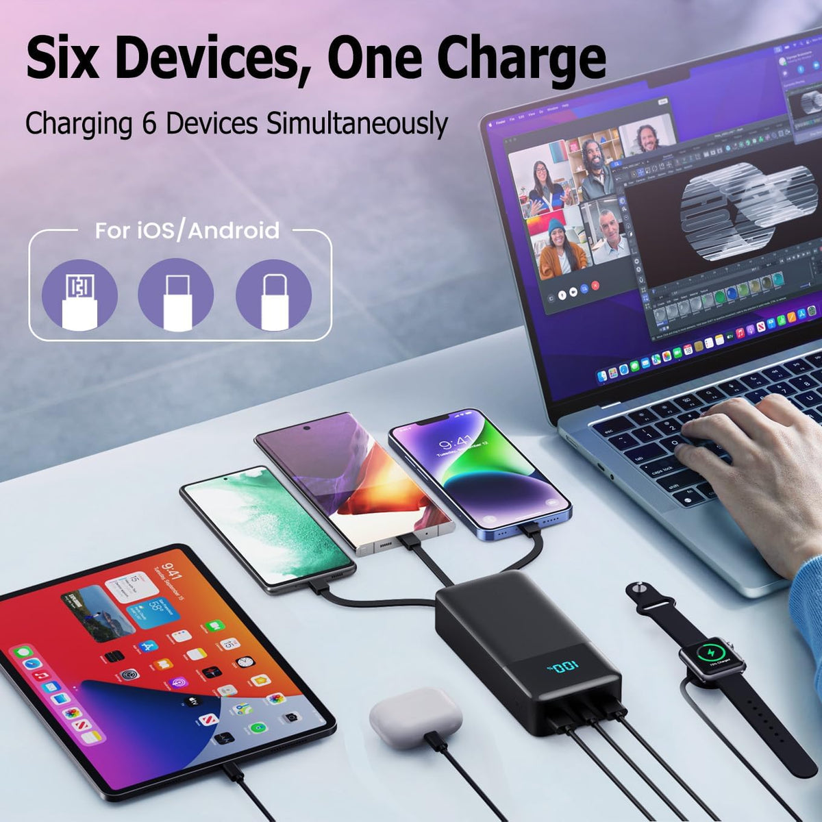 Cargador portátil de 70800 mAh, batería de carga rápida USB C de 25...
