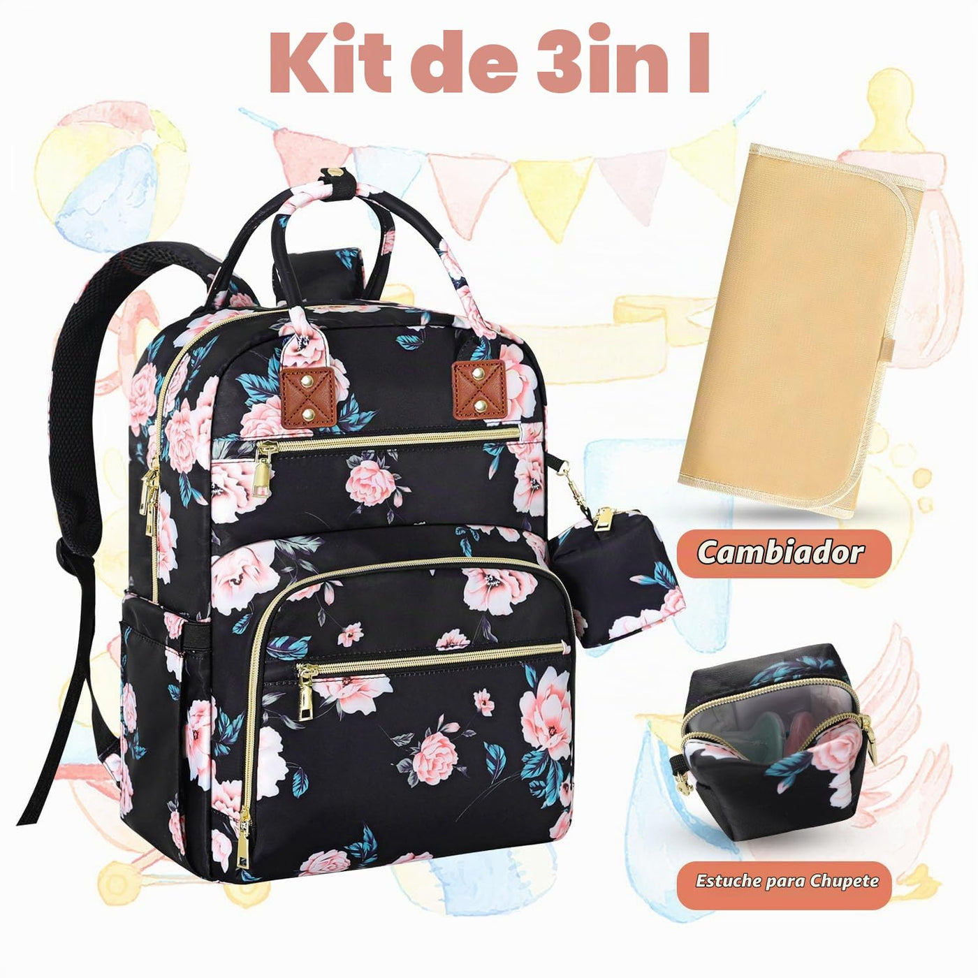 Tenot Mochila para pañales de bebé, bolsas de pañales de viaje para...