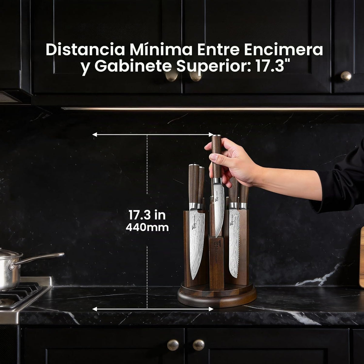 SYOKAMI Juego de cuchillos de cocina con bloque magnético y afilado...