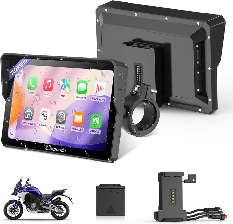 Carpuride W702RS PRO 7" motocicleta inalámbrica CarPlay Android Aut...
