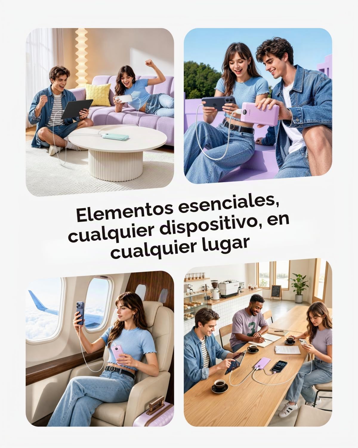 VEGER Cargador portátil para iPhone, Power Bank con cables integrad...