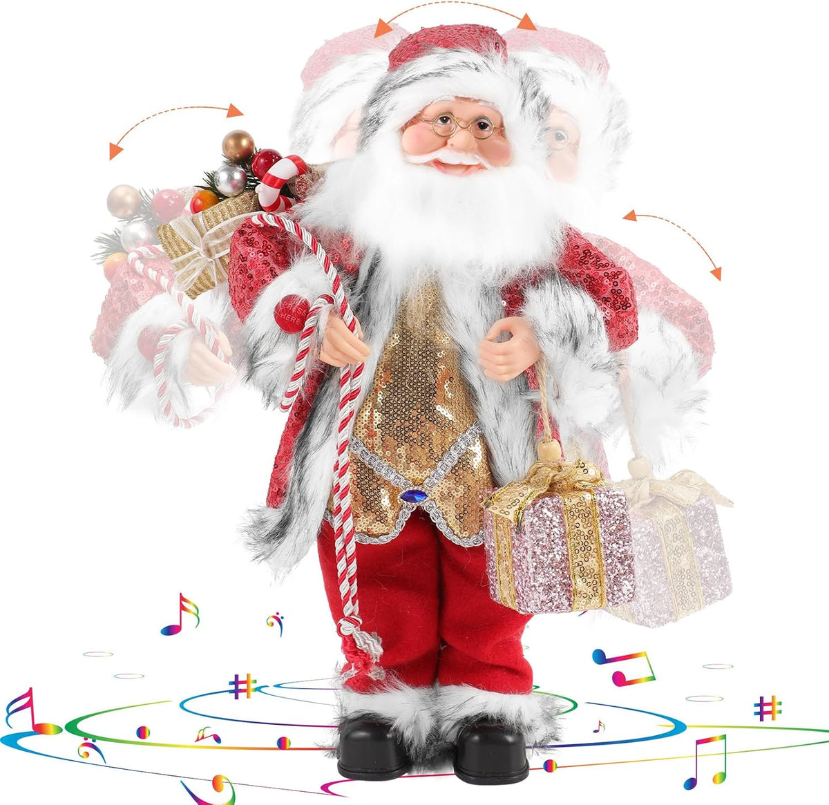 Gfilay Figura animada de Papá Noel de 18 pulgadas con música y movi...