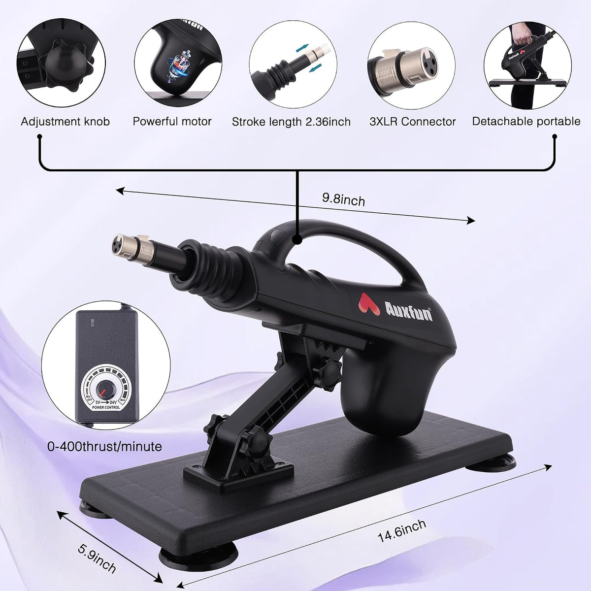 Máquina sexual AUXFUN Consolador con ventosa con tapón anal a tope...