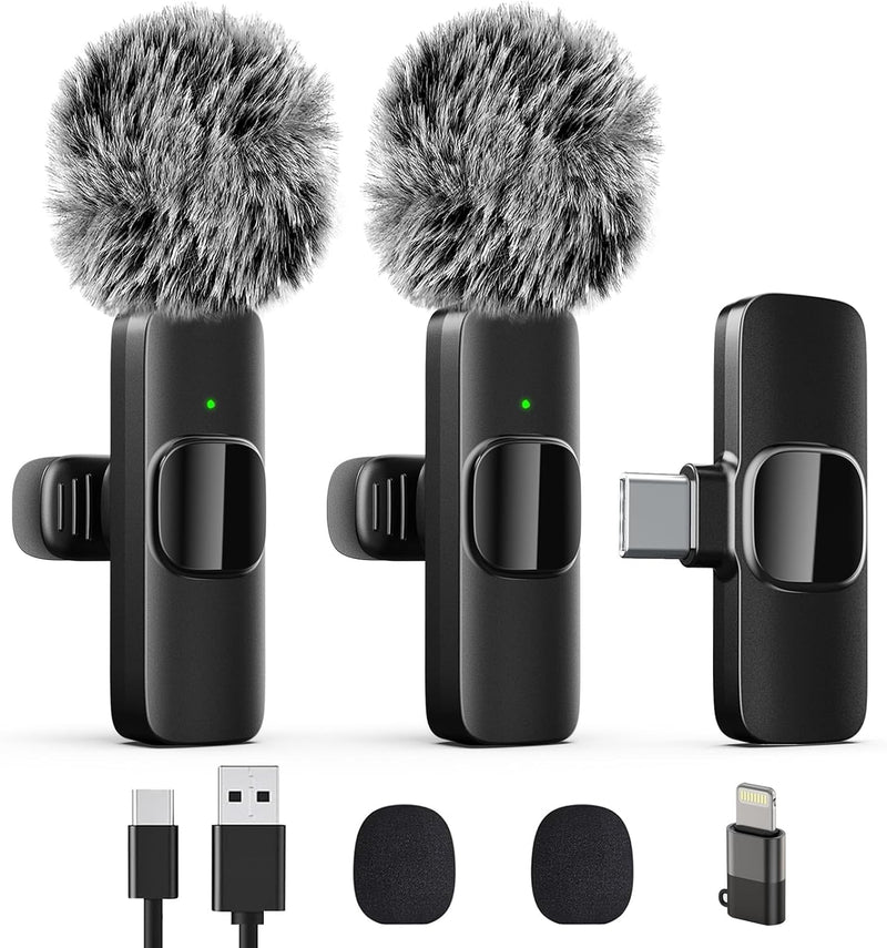 Micrófono de solapa Lavalier inalámbrico profesional para iPhone, i...