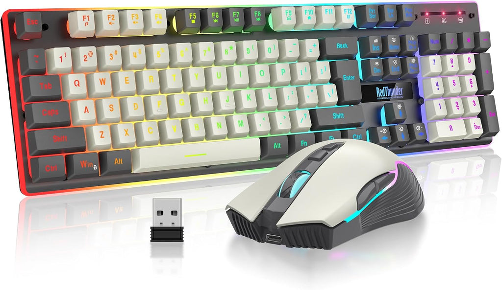 RedThunder K10 Pro Combo de teclado y mouse inalámbricos para juego...
