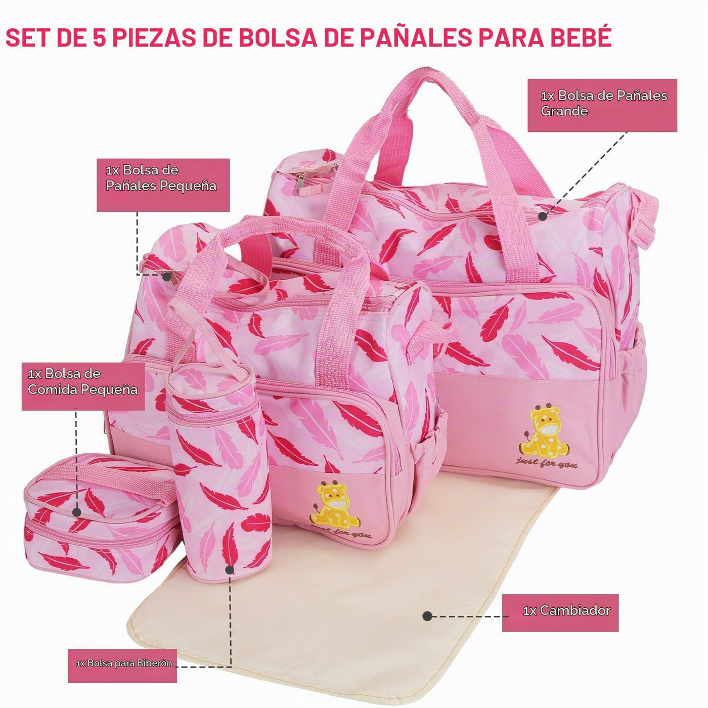Moclever Juego de 5 bolsas de pañales - Bolsas de bebé para mamá, R...