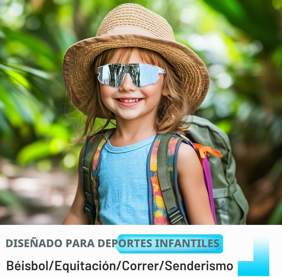 Wapreta Paquete de 3 lentes de sol de béisbol para niños y niñas de...