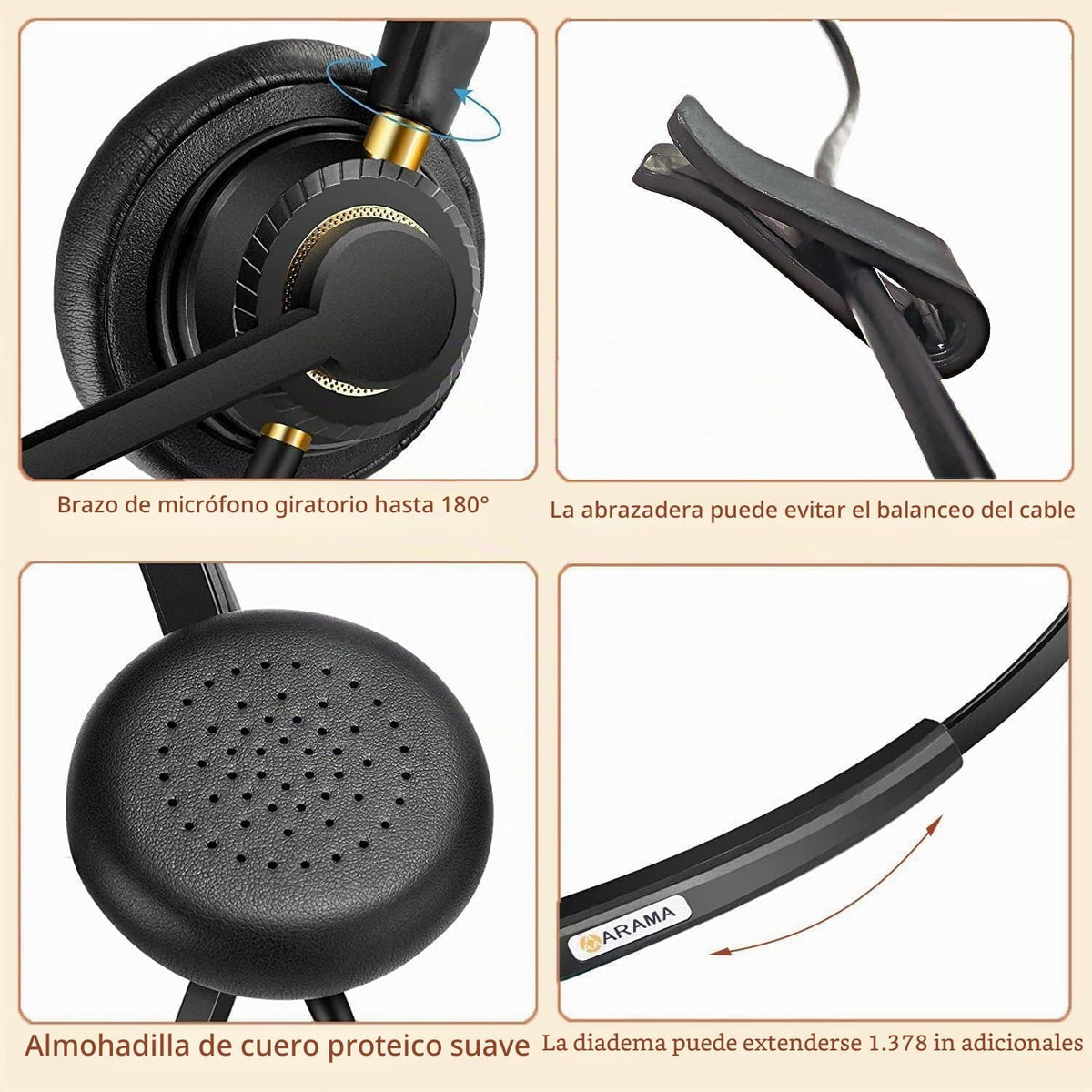 Arama - Auriculares USB con micrófono para PC, auriculares de compu...