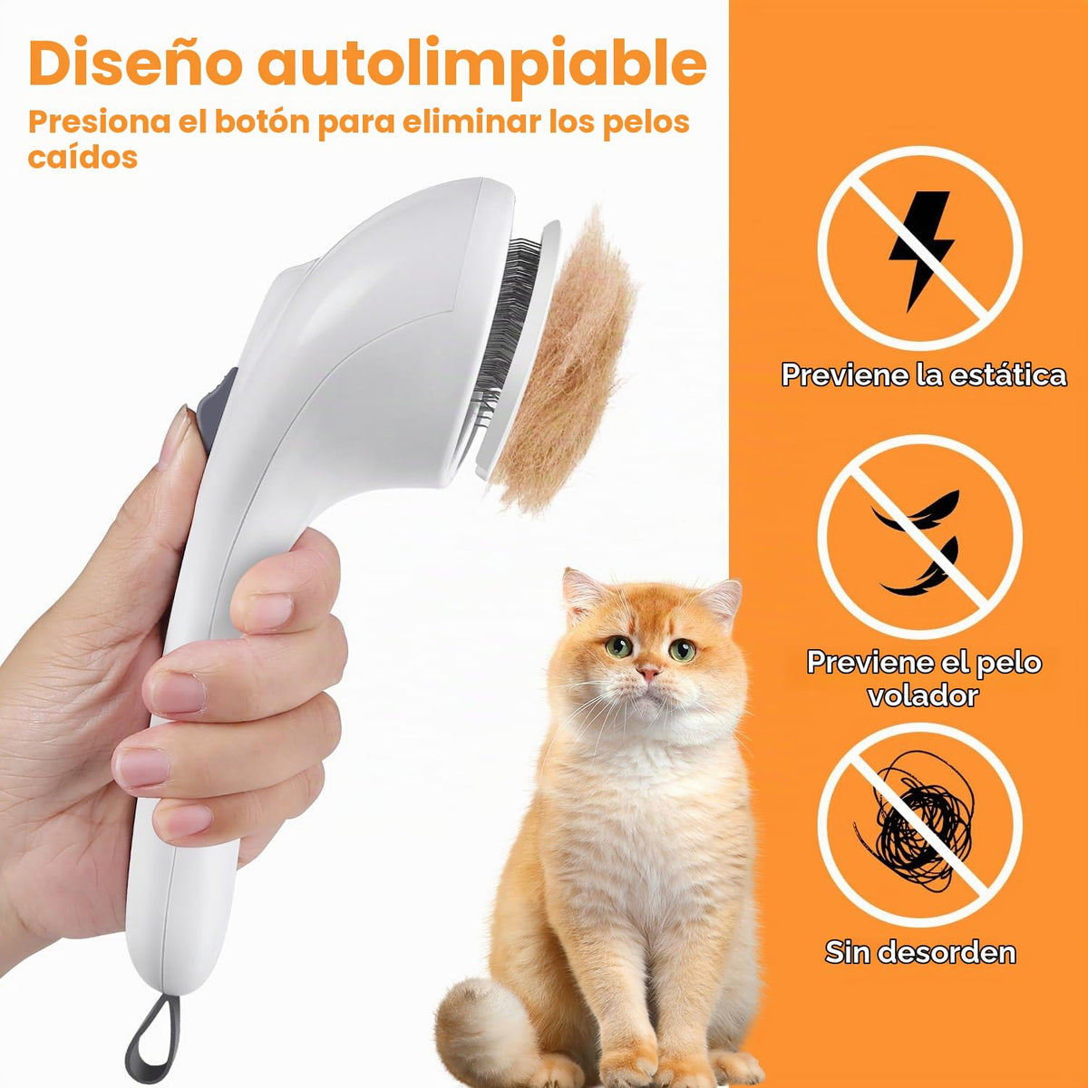 Cepillo de vapor para mascotas para perros y gatos, 4 en 1, cepillo...