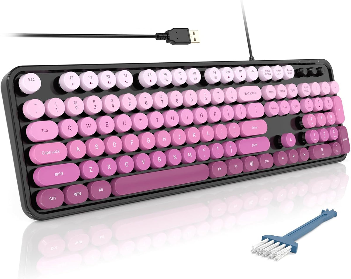 MOFII Teclados de computadora con cable, teclado USB de tamaño comp...