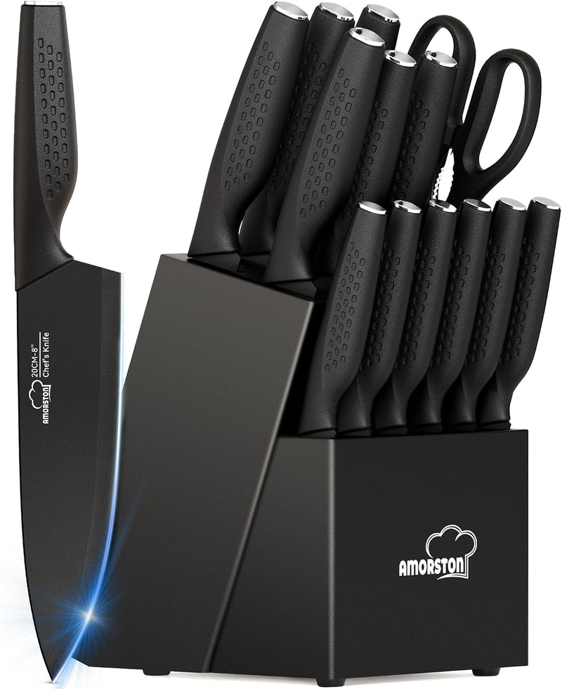Juego de cuchillos, juego de cuchillos de cocina de 15 piezas con b...