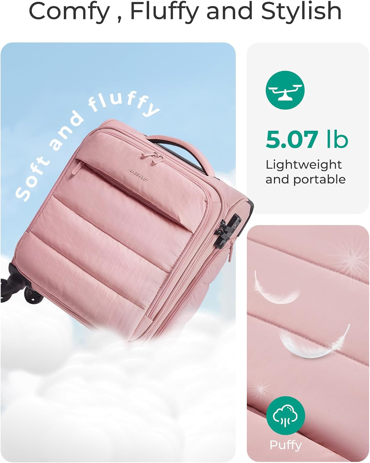 BAGSMART Equipaje de mano para debajo del asiento aprobado por aero...