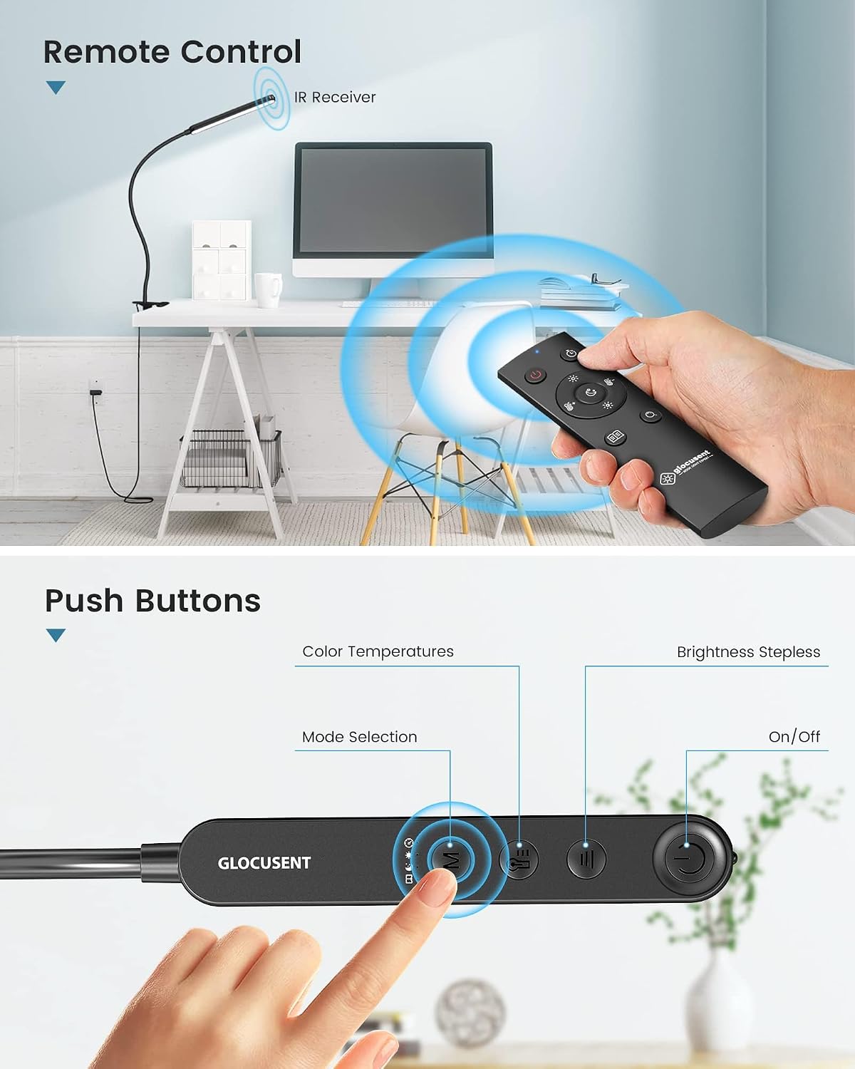 Glocusent Luz recargable USB para leer en la cama, luz con clip, co...