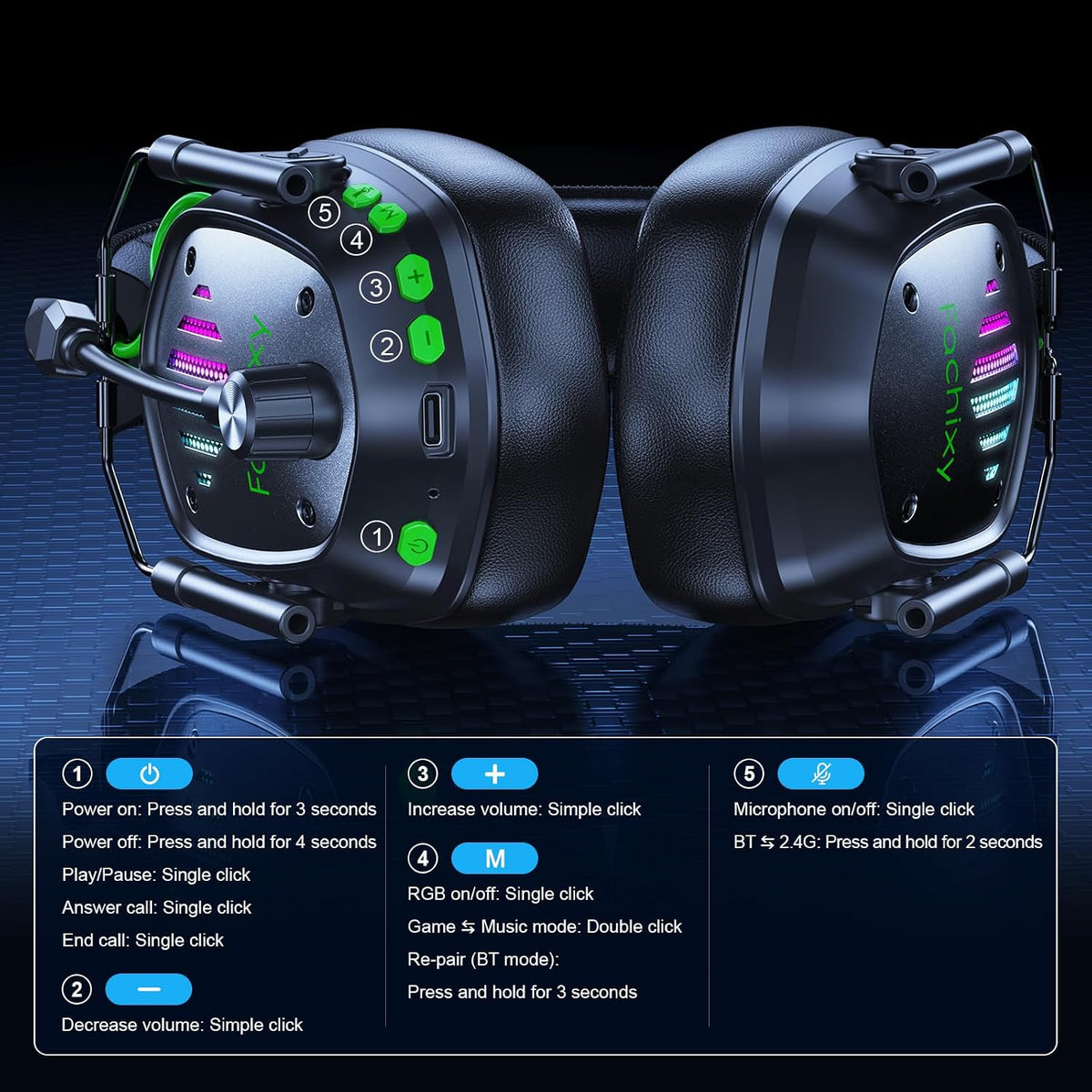 Auriculares inalámbricos para juegos para PS5, PS4, PC, interruptor...