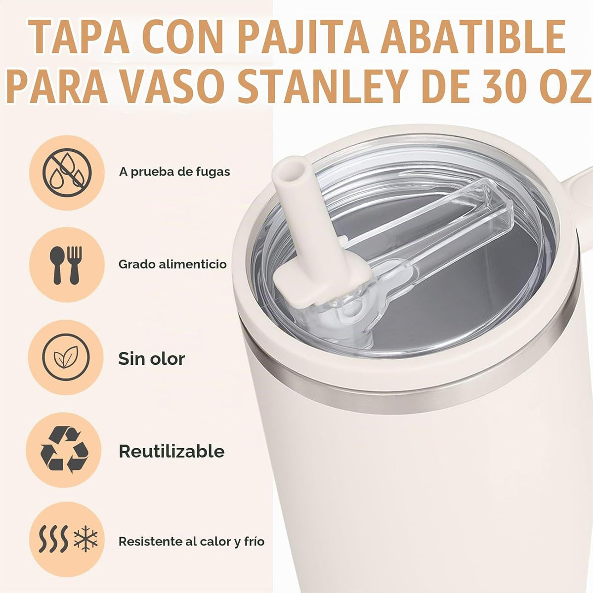 Paquete de 2 vasos de 30 onzas, tapa abatible a prueba de fugas, re...
