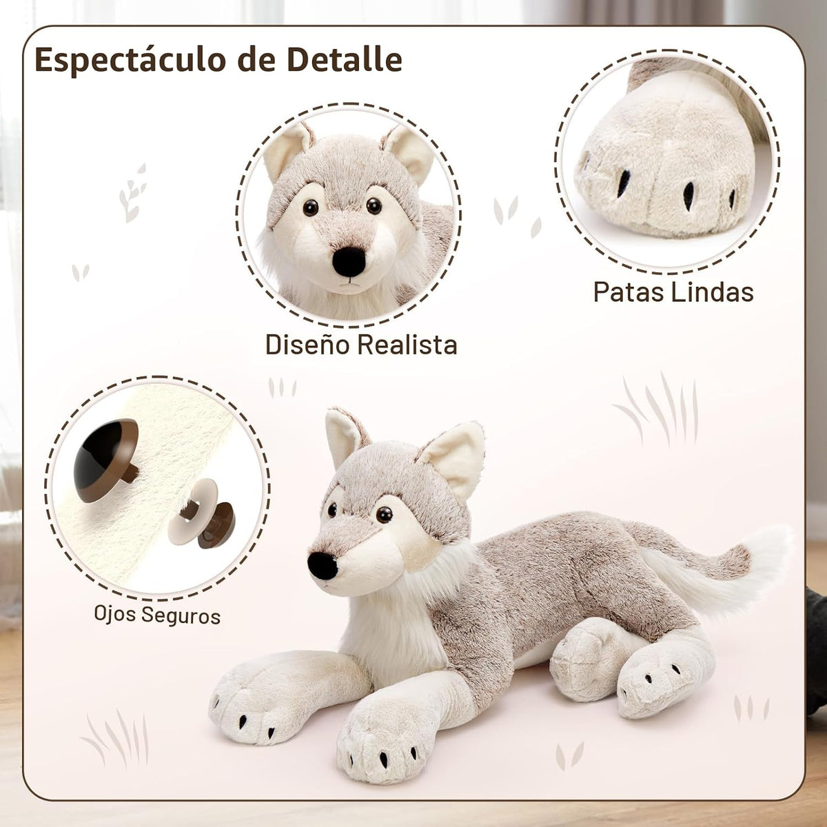 MaoGoLan Animal de peluche grande de lobo para niño, peluche de lob...