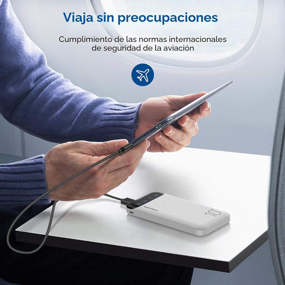 Power Bank - Cargador portátil de 10000 mAh, batería externa delgad...