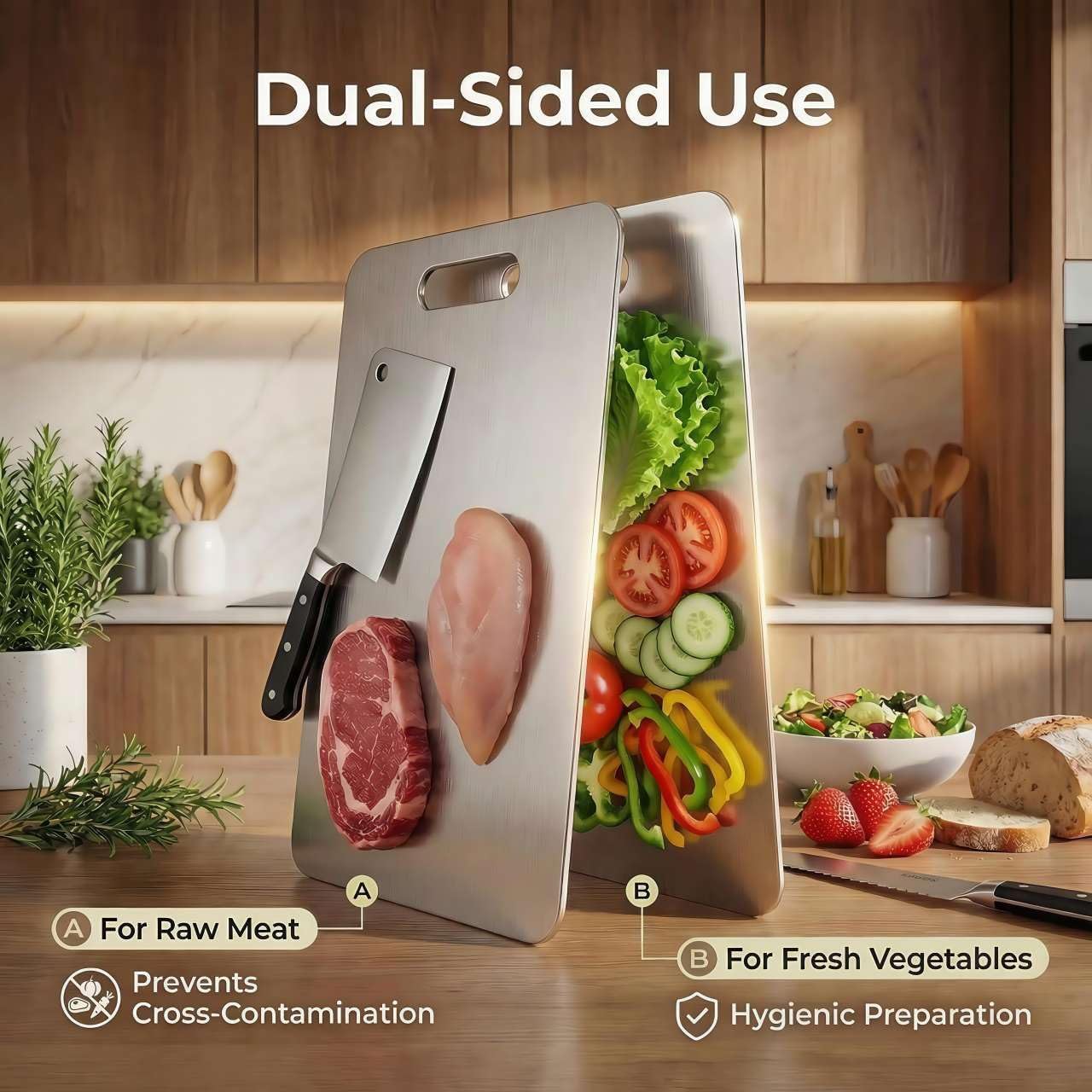 3 tablas de cortar de acero inoxidable para cocina, juego de tablas...
