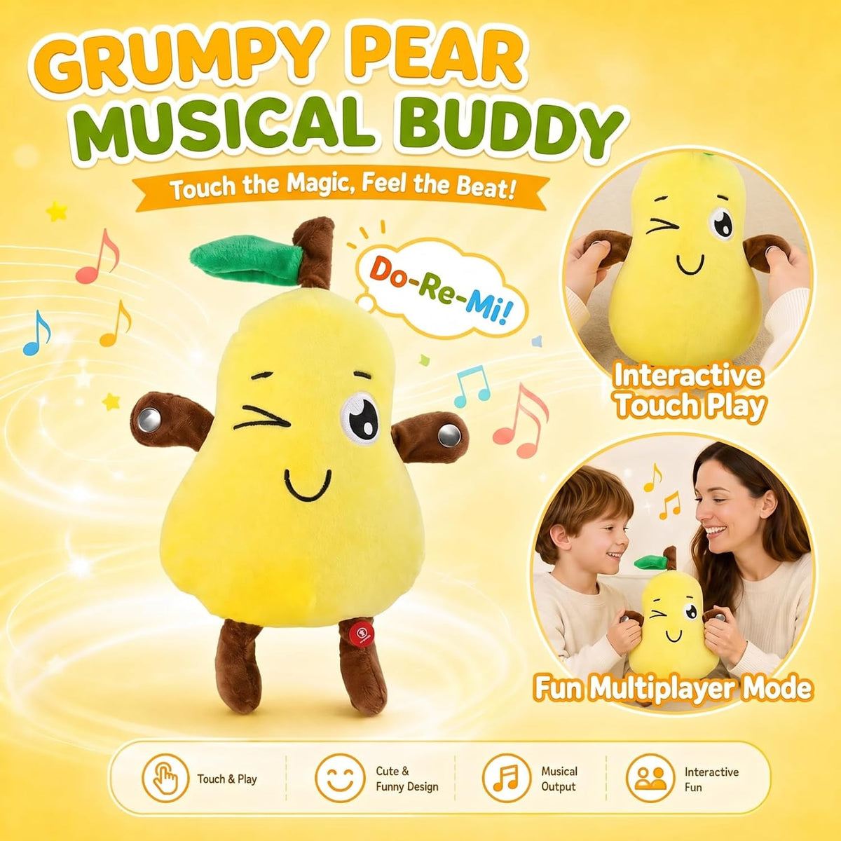 DoddyFun Juego de juguetes de peluche interactivos con música para...