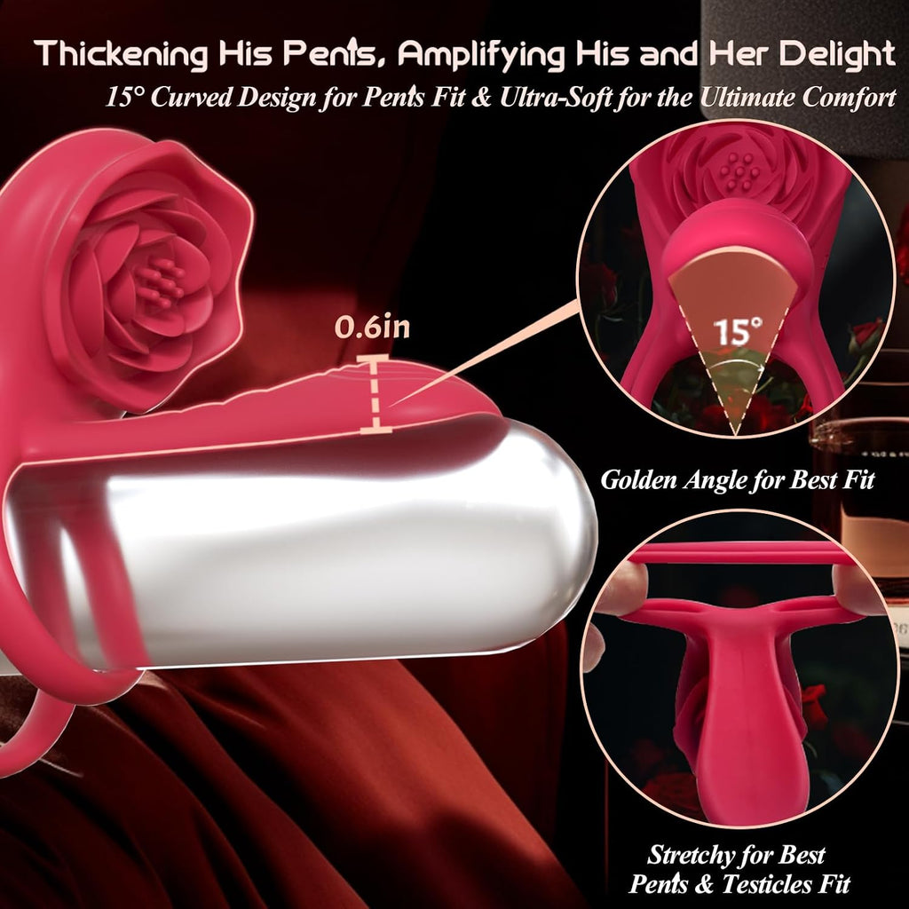 Anillo vibrador para el pene con estimulador de clítoris rosa, vibr...