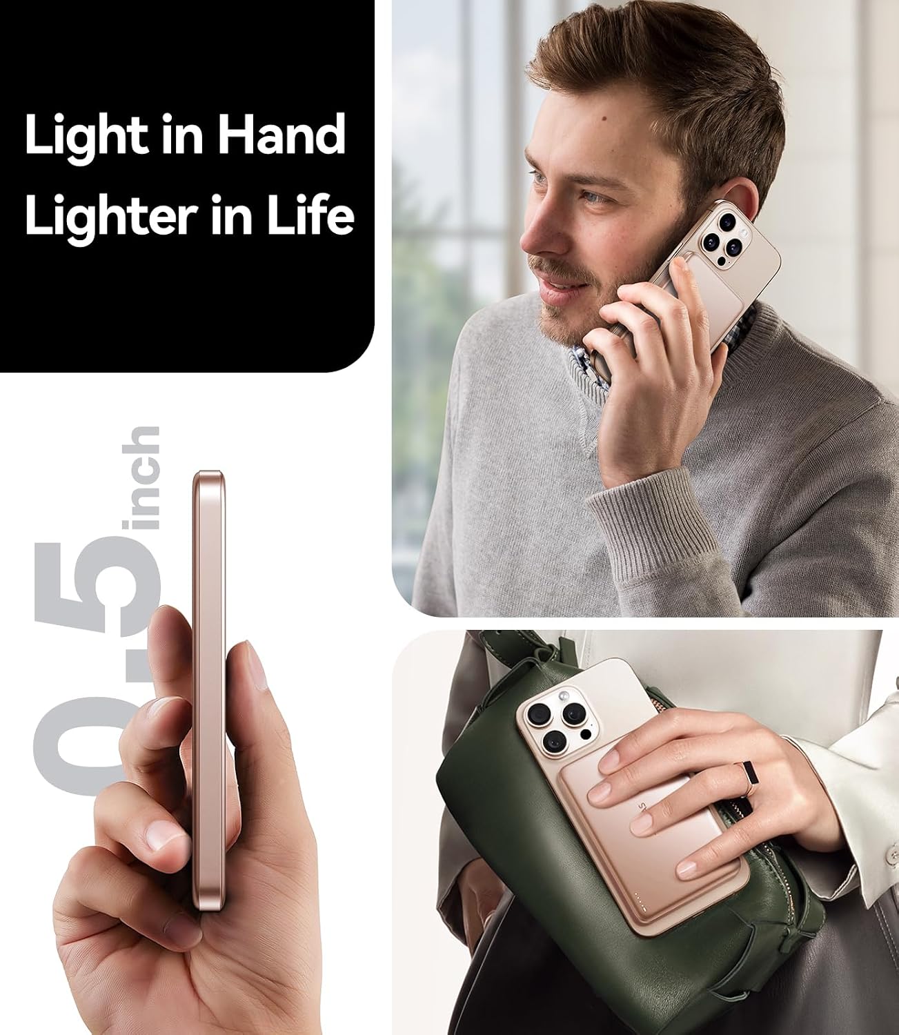 TORRAS MiniMag Power Bank, cargador portátil inalámbrico magnético...