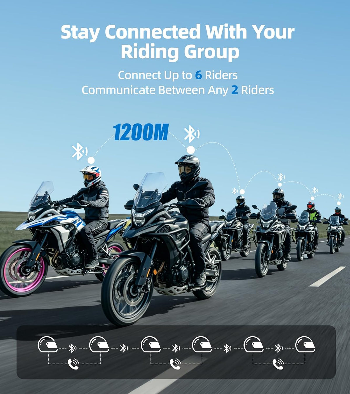 Auriculares Bluetooth para motocicleta, intercomunicador de casco b...