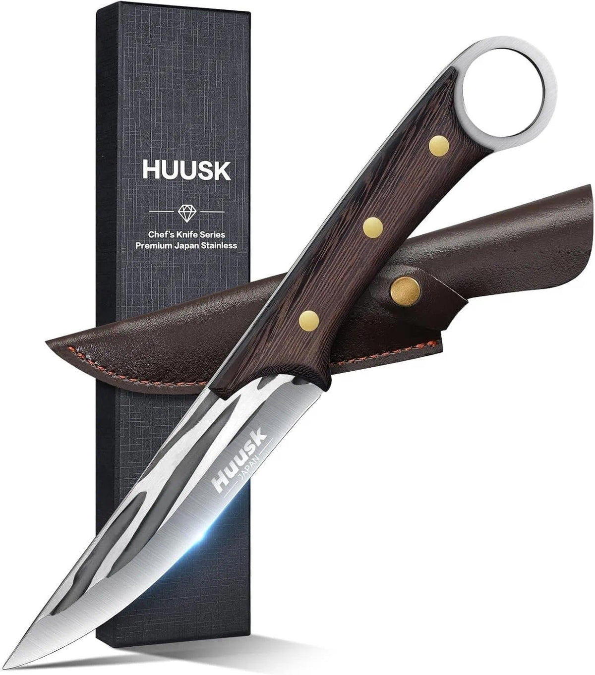 Huusk - Cuchillo deshuesador japonés para cortar carne con funda, h...
