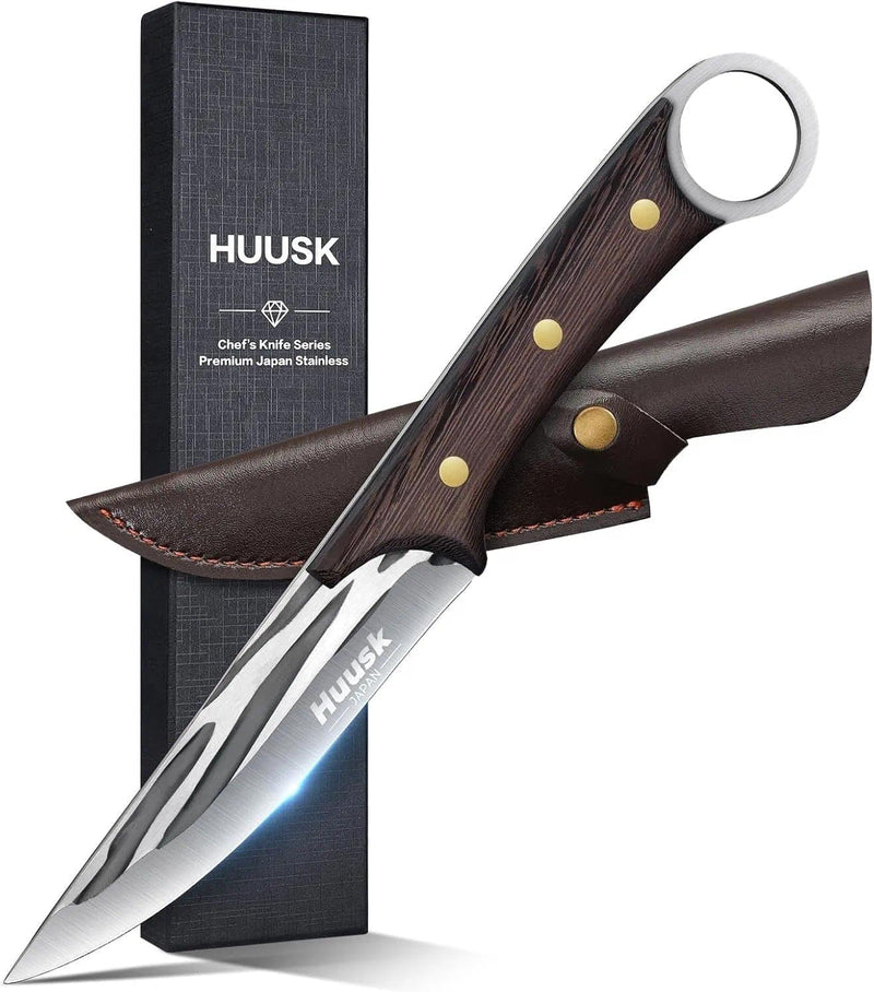 Huusk - Cuchillo deshuesador japonés para cortar carne con funda, h...
